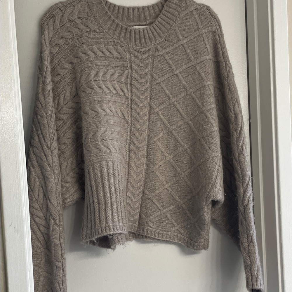 Abercrombie & Fitch Textured Knit Cable Sweater in Brown